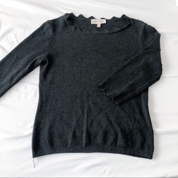 Philosophy Sweaters - Philosophy Charcoal Sweater with Scallop Detailing